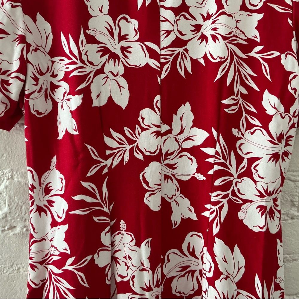 Caribbean Joe Dress Red White Floral Print Button Up Midi Wedding Guest Tropical - Picture 9 of 13